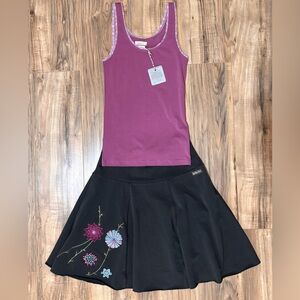Matilda Jane Skirt and Tank Outfut with Floral Embroidery Spring sz small